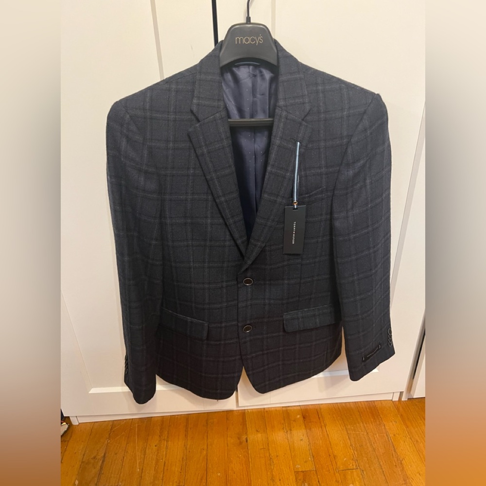 TOMMY HILFIGER BRAND-NEW MEN’S BLAZER Size S38 Navy Blue 100% WOOL